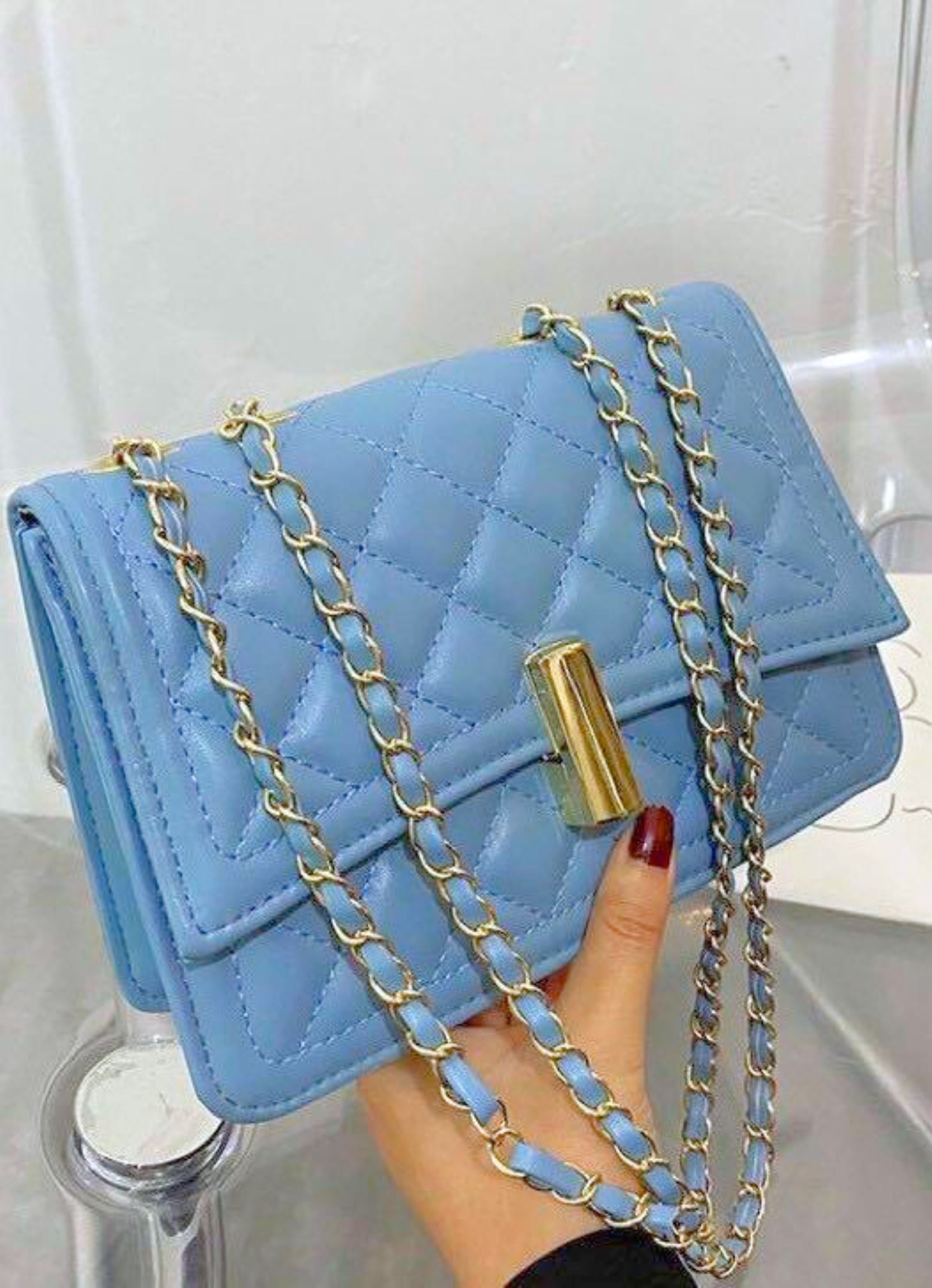 Lattice Pattern Blue Bag