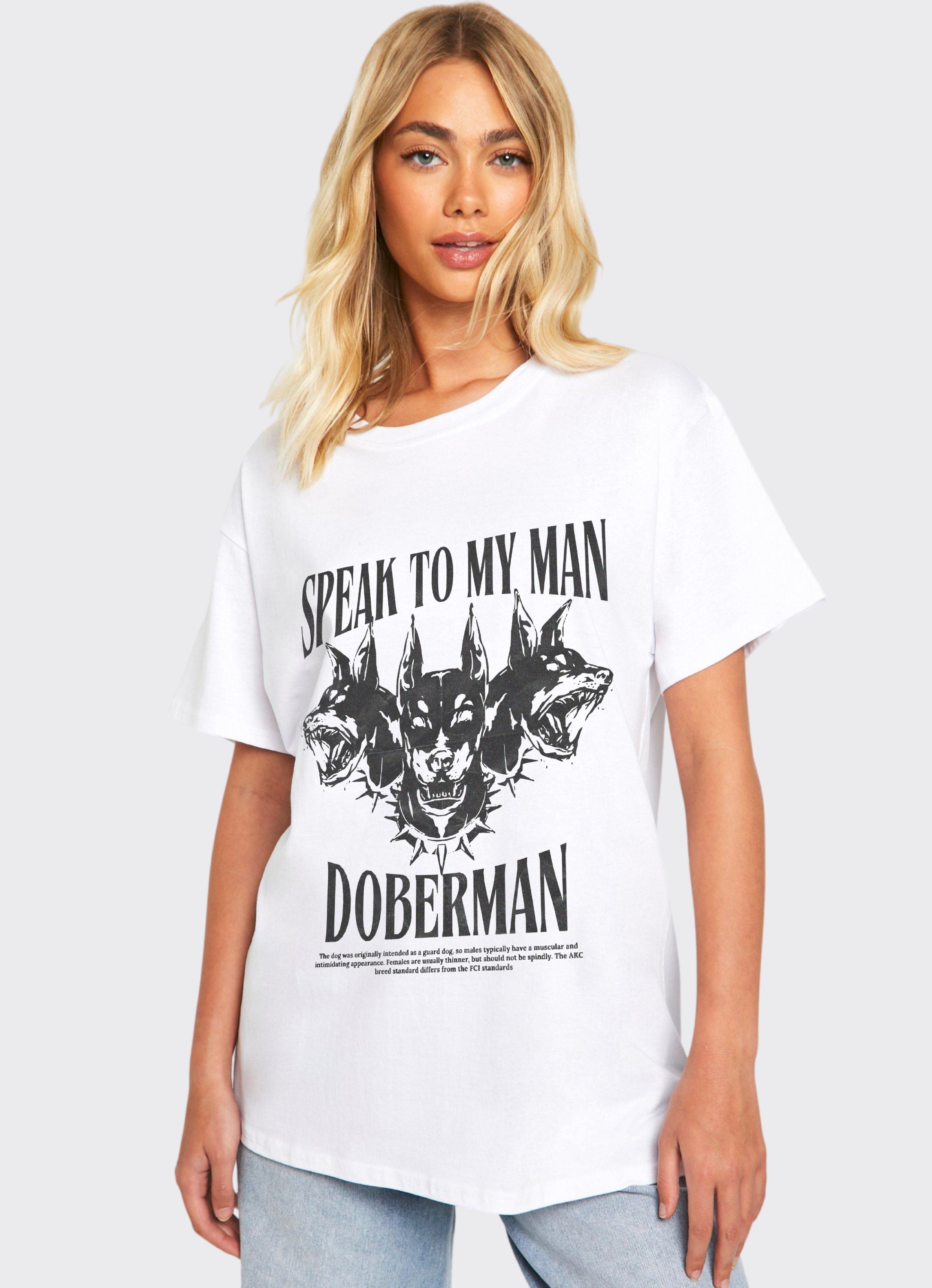 Doberman White Oversized Tshirt