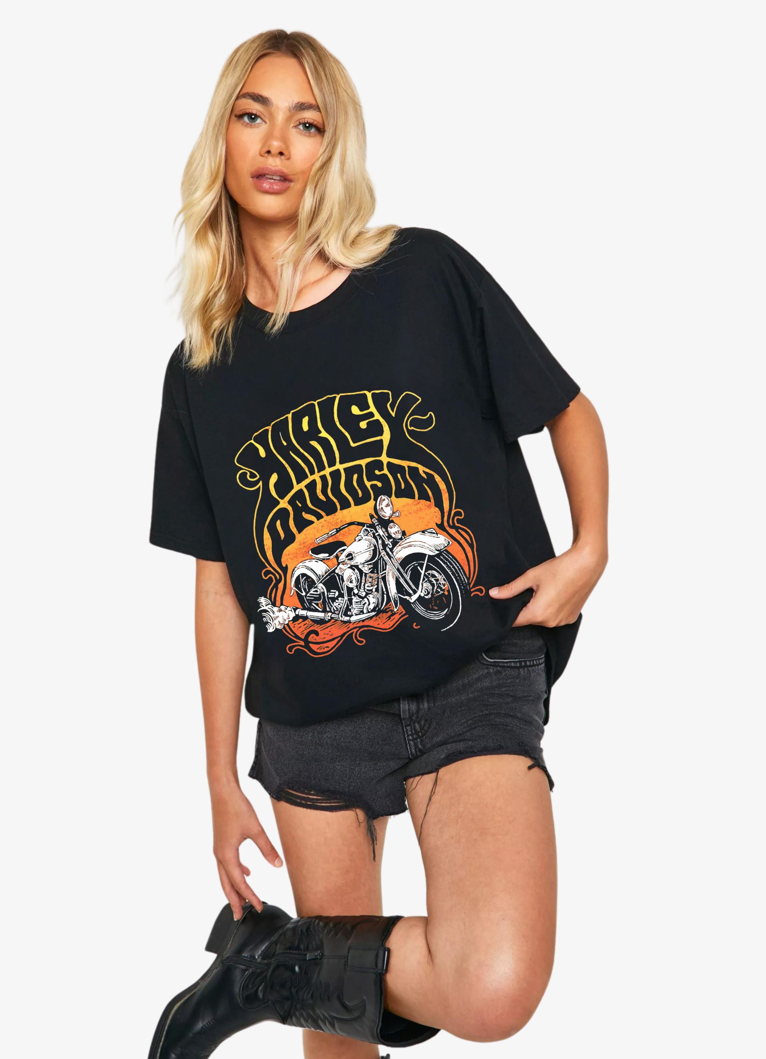 Harley Davidson Black Oversized Tshirt