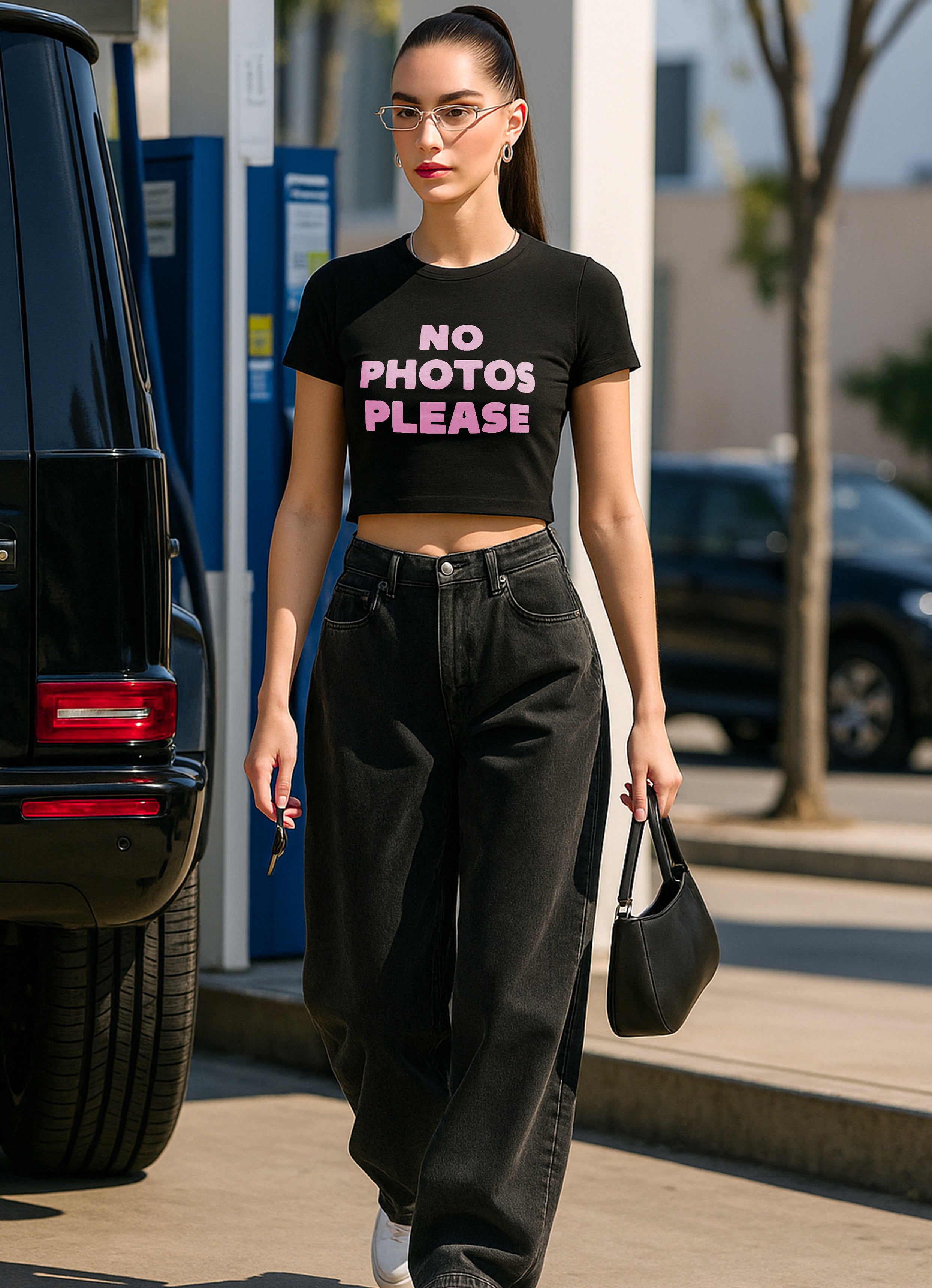 No Photos Please Crop Top
