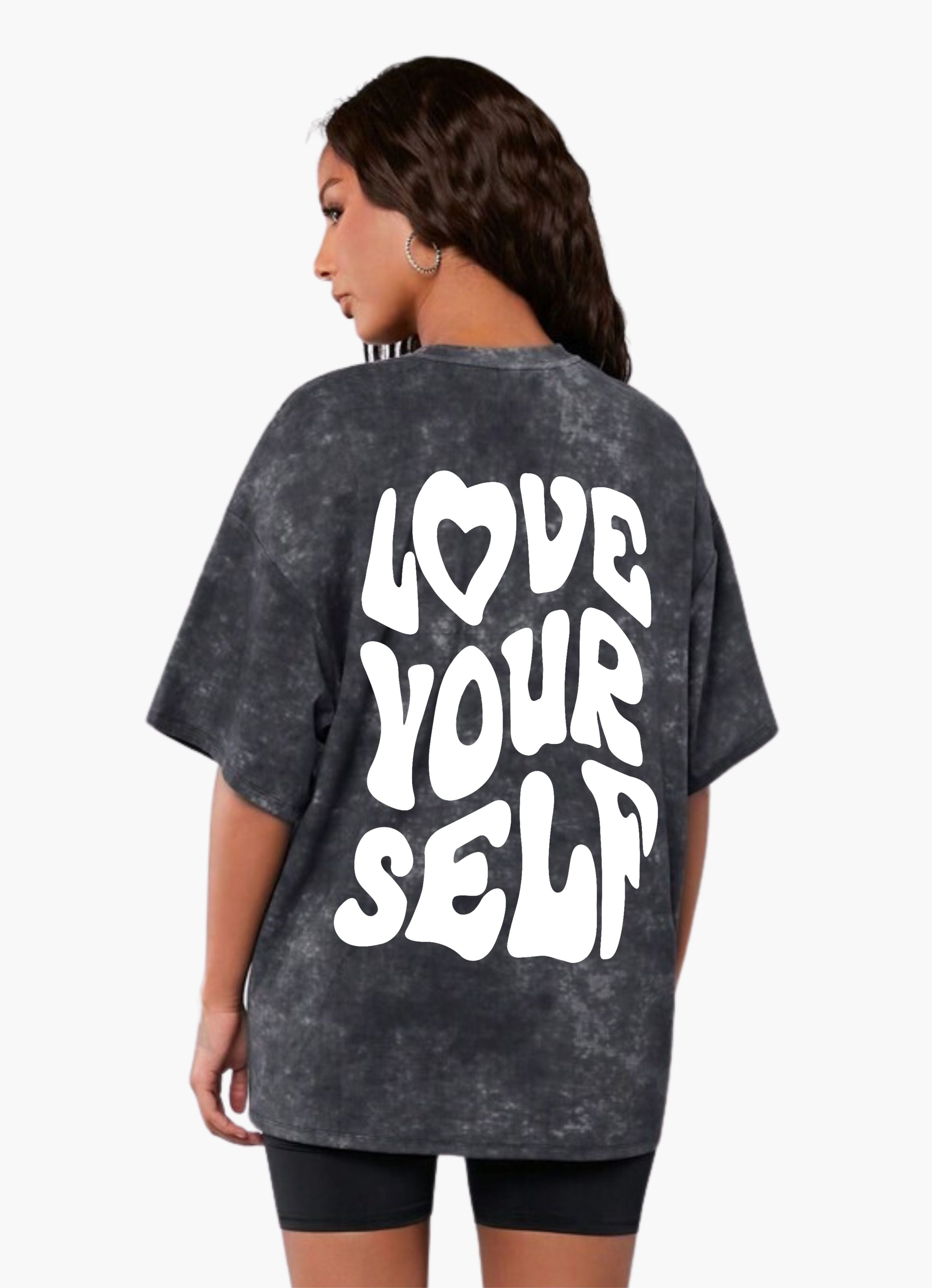 Love Youself Acid Wash Oversized Tshirt