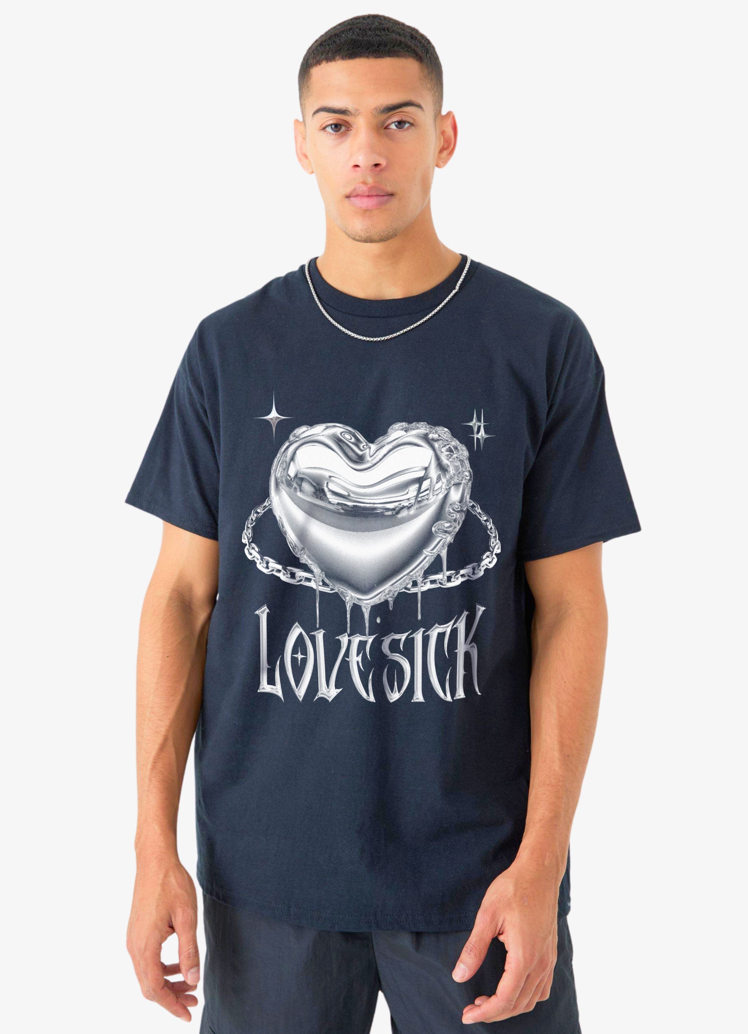 Y2K Lovesick Black Oversized Tshirt