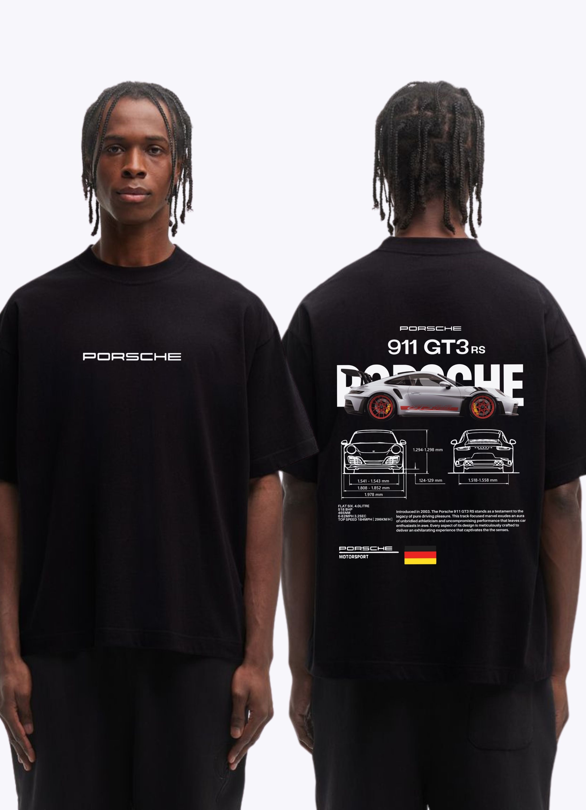 Porsche 911 GT3 F&B Black Oversized Tshirt