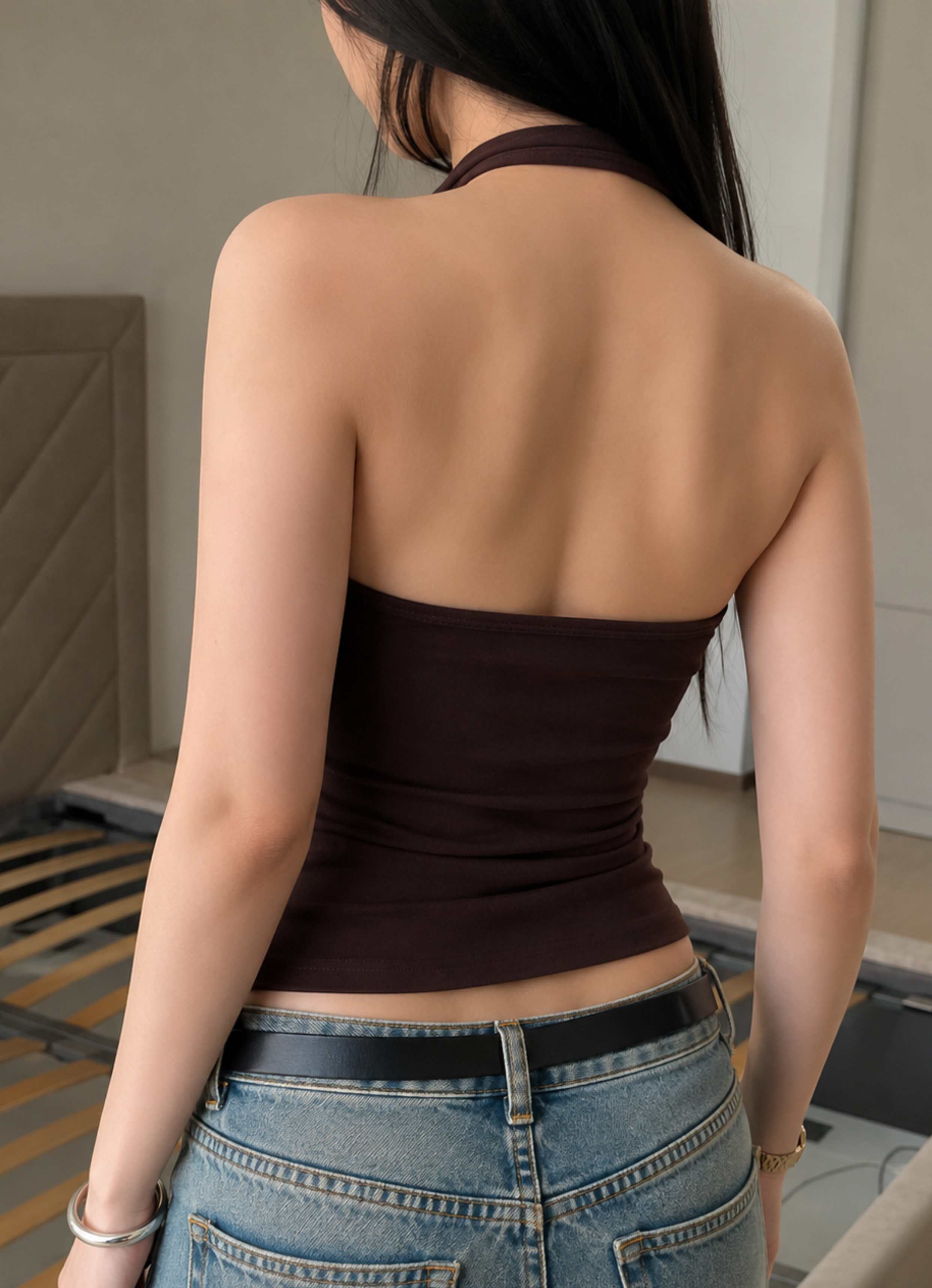 Women's Double Layer Halter Neck Top