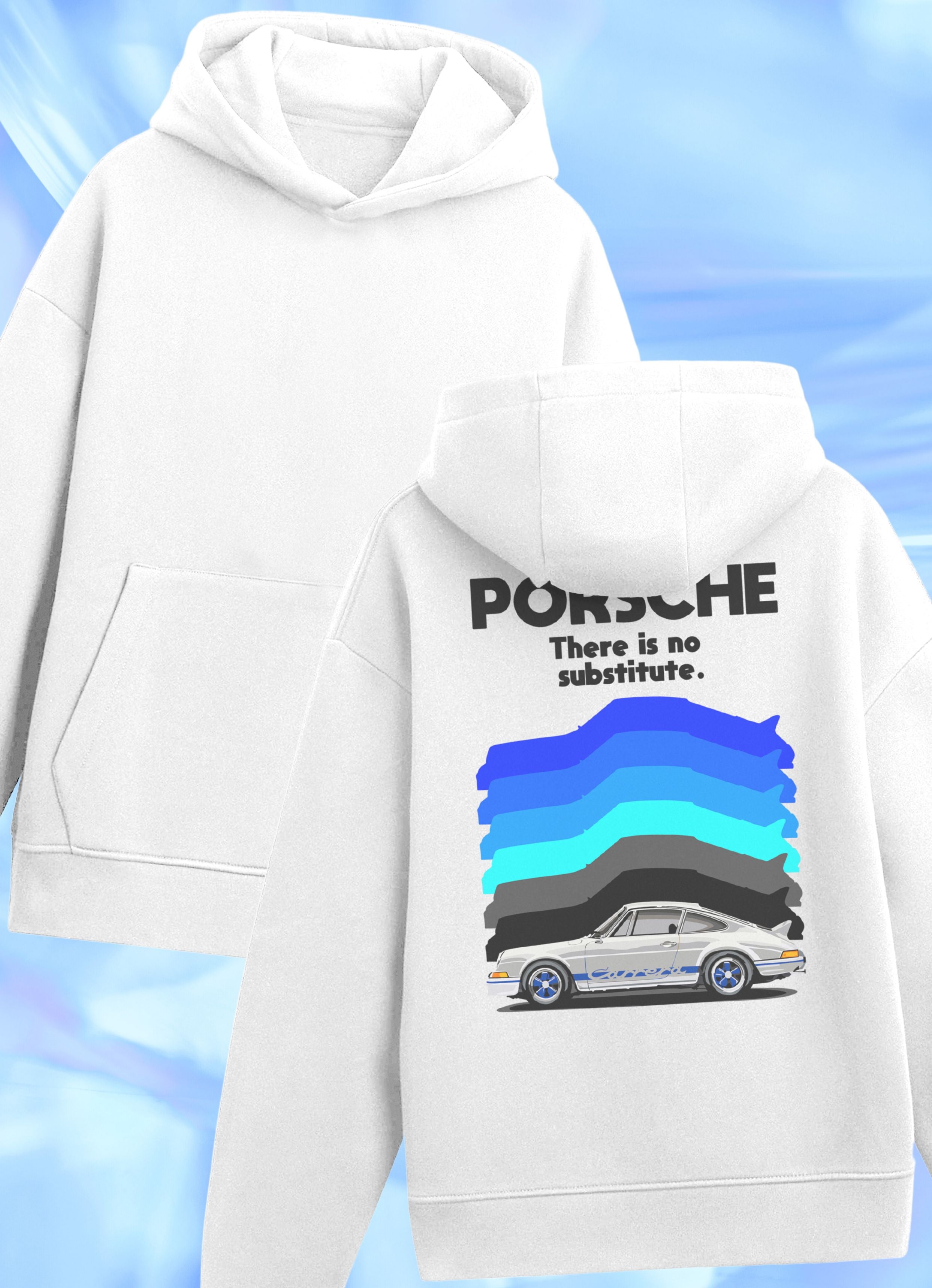 Porsche Back V2 White Hoodie