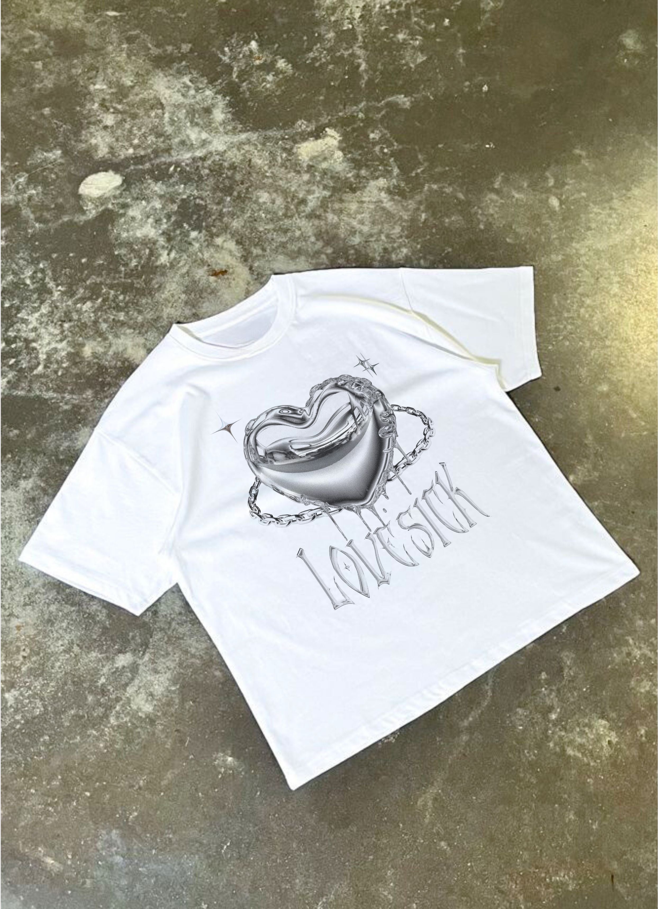 Y2K Lovesick White Oversized Tshirt