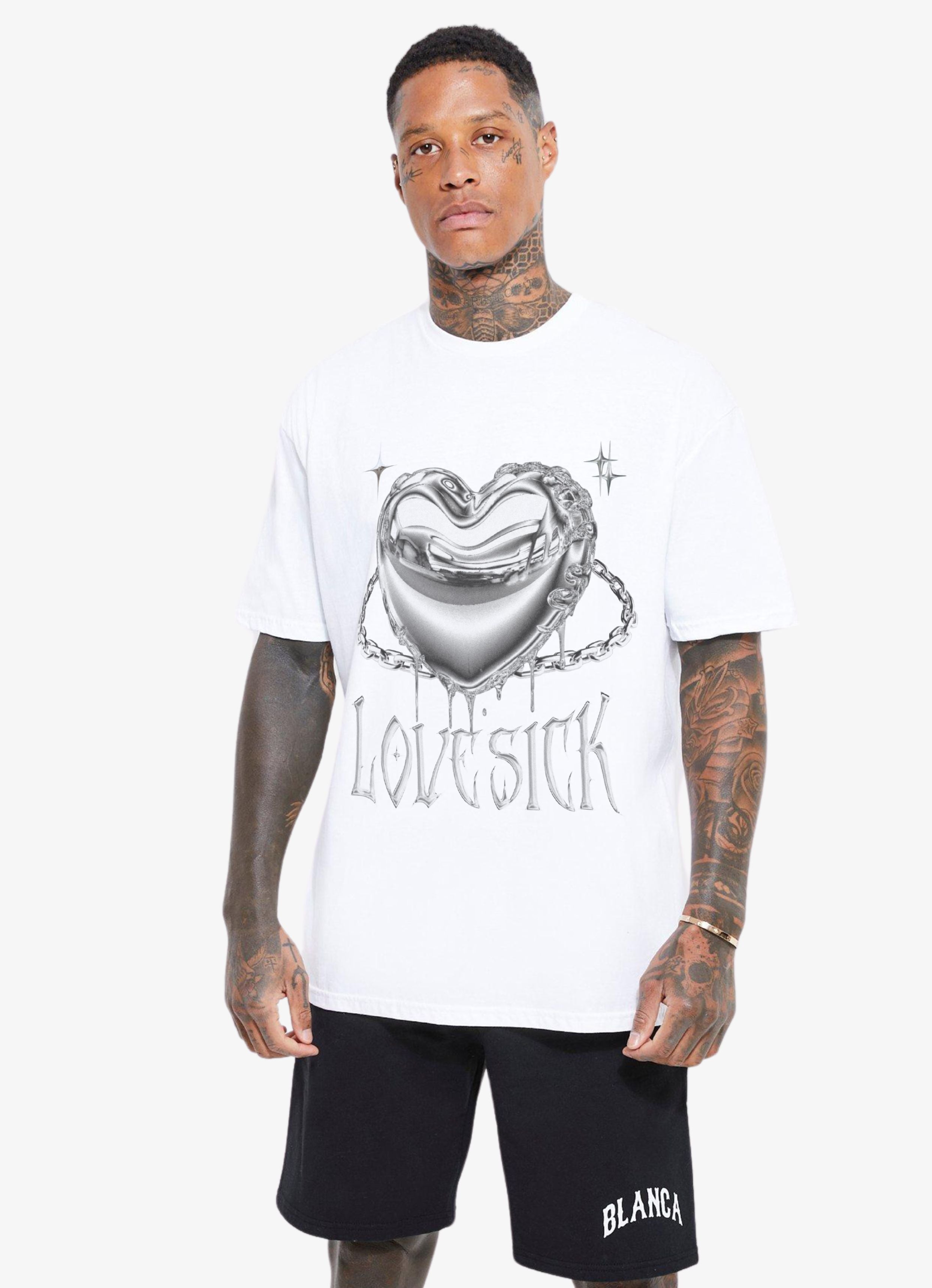 Y2K Lovesick White Oversized Tshirt