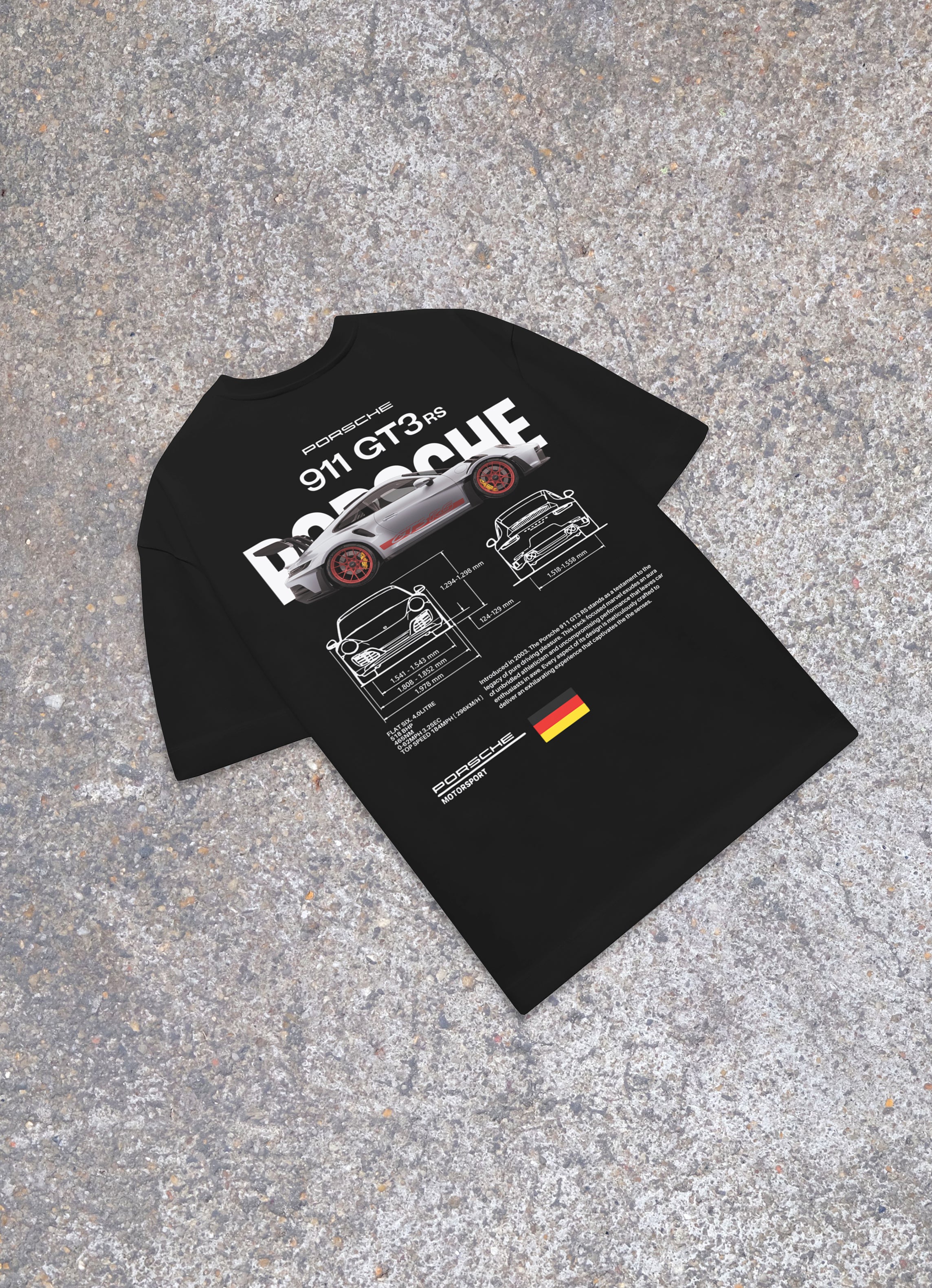 Porsche 911 GT3 Black Oversized Tshirt unisex