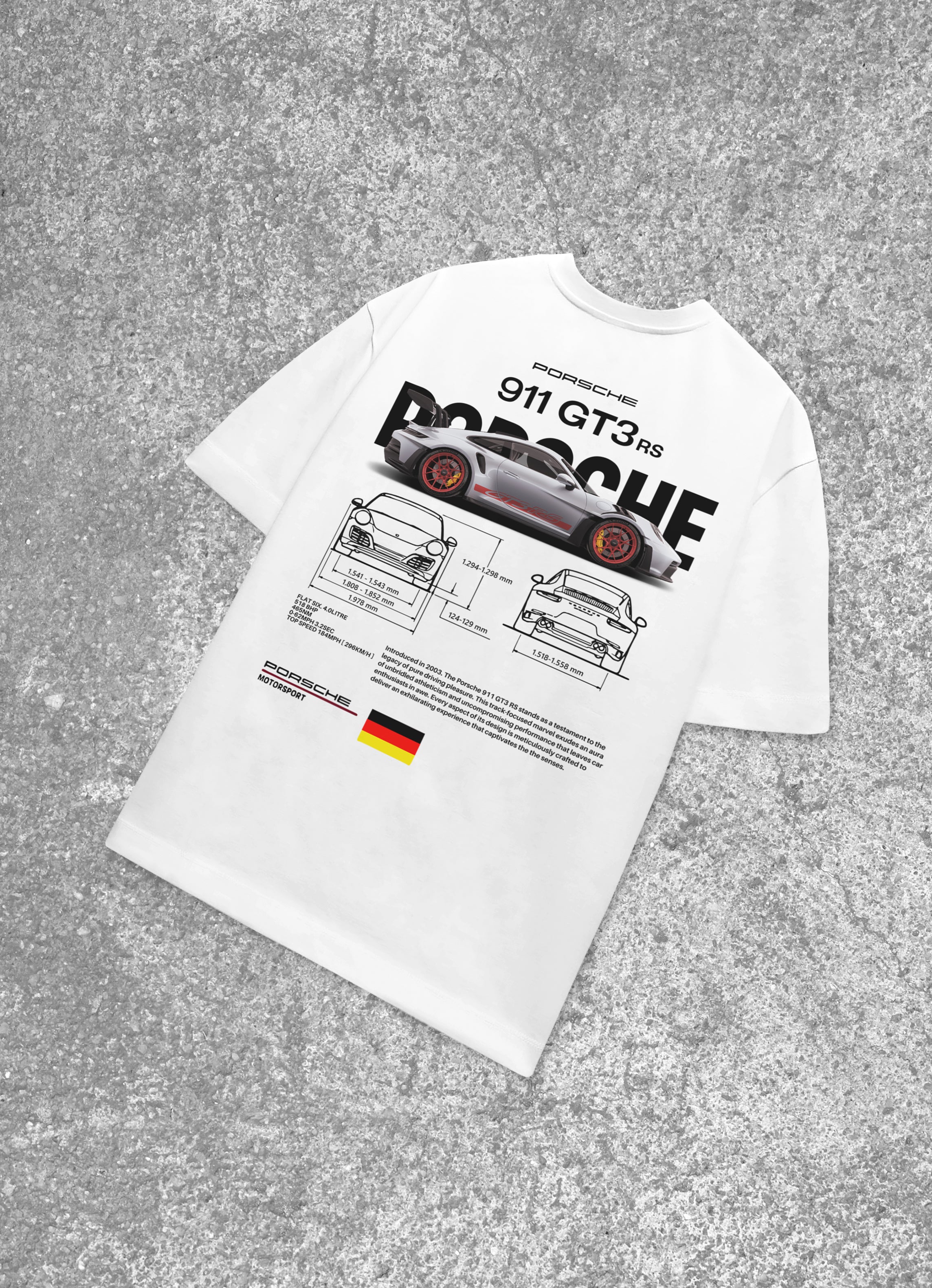 Porsche 911 GT3 F&B White Oversized Tshirt