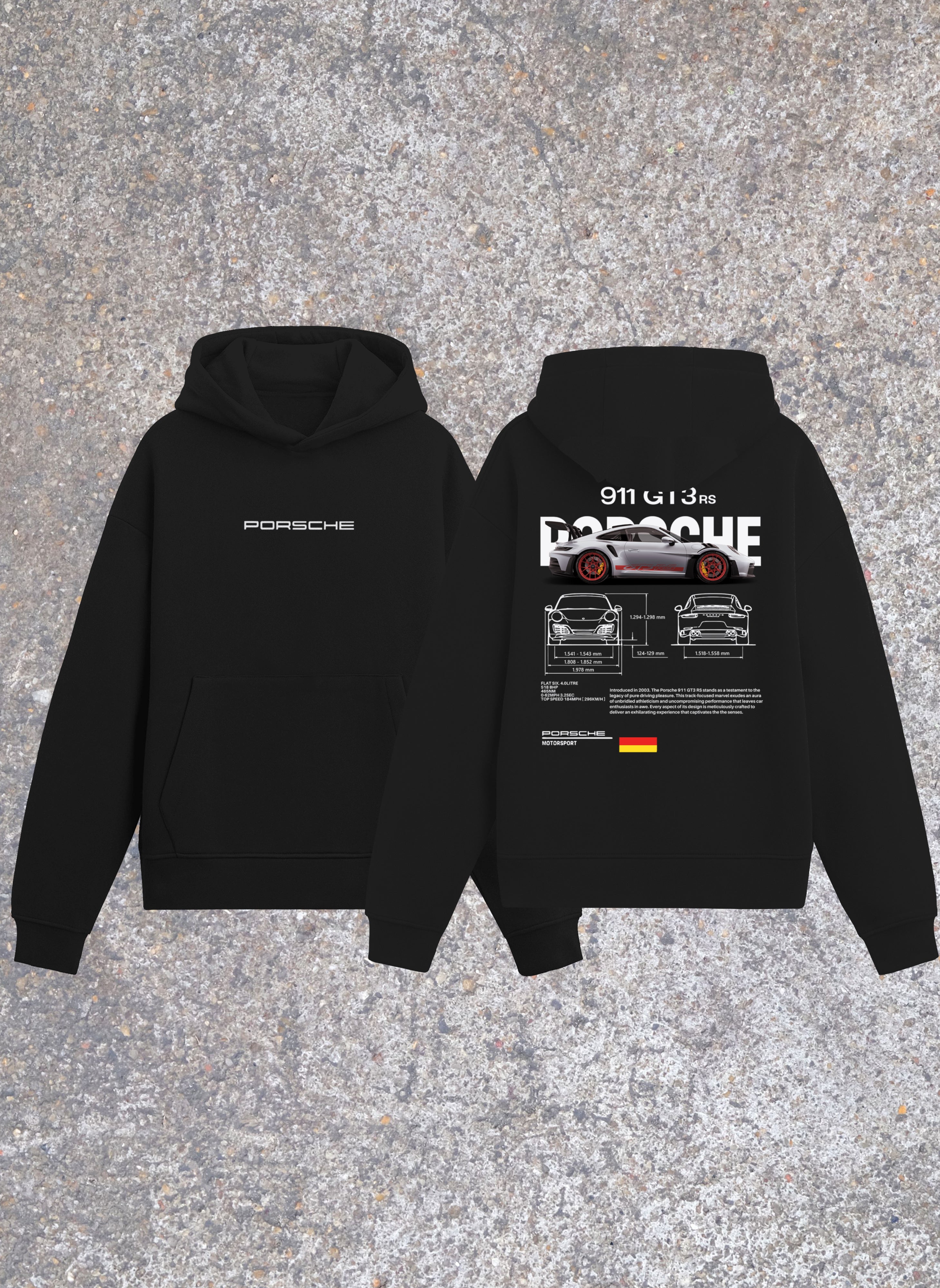 Porsche 911 GT3 F&B Black Hoodie