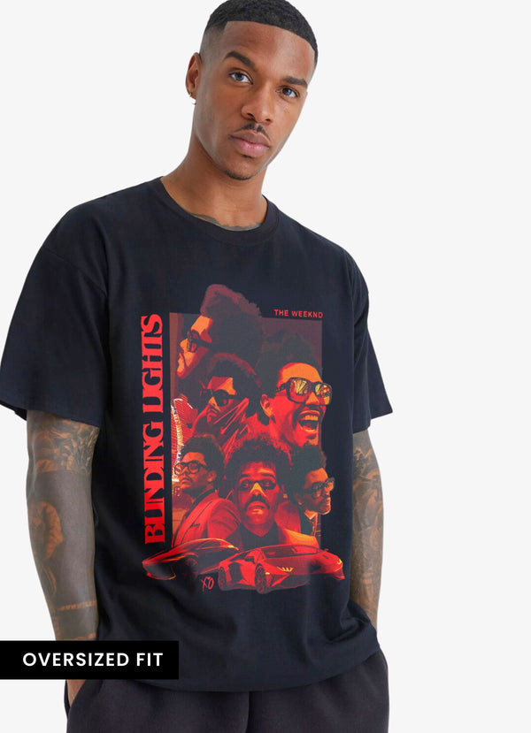 Weeknd Blinding Lights Black Oversized Tshirt
