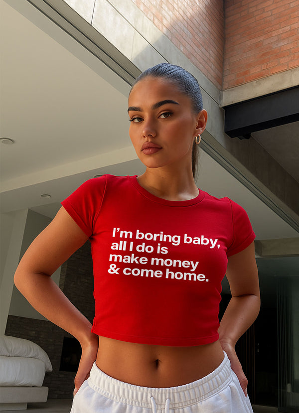 I'm Bored Baby Red Crop top