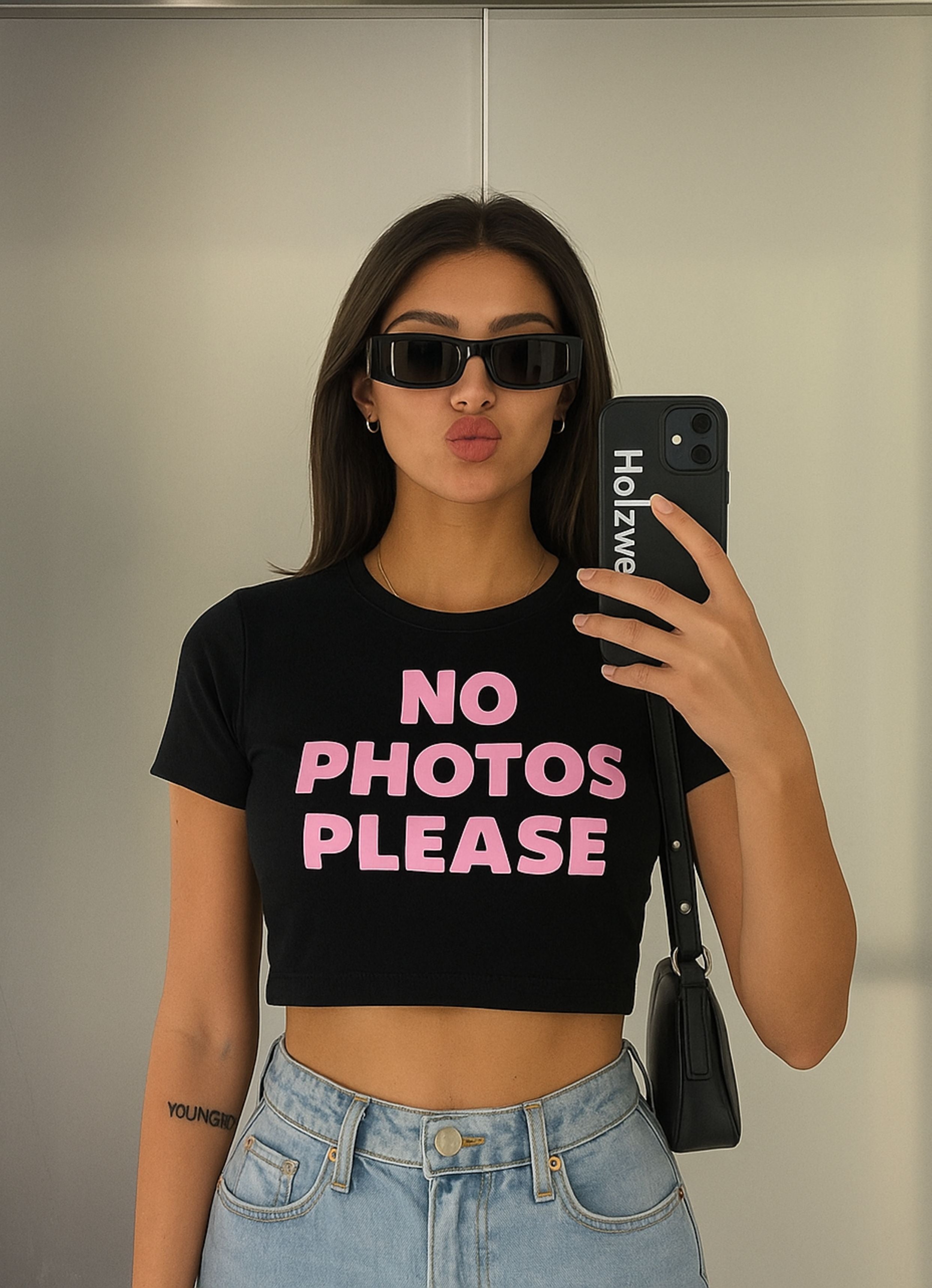 No Photos Please Crop Top