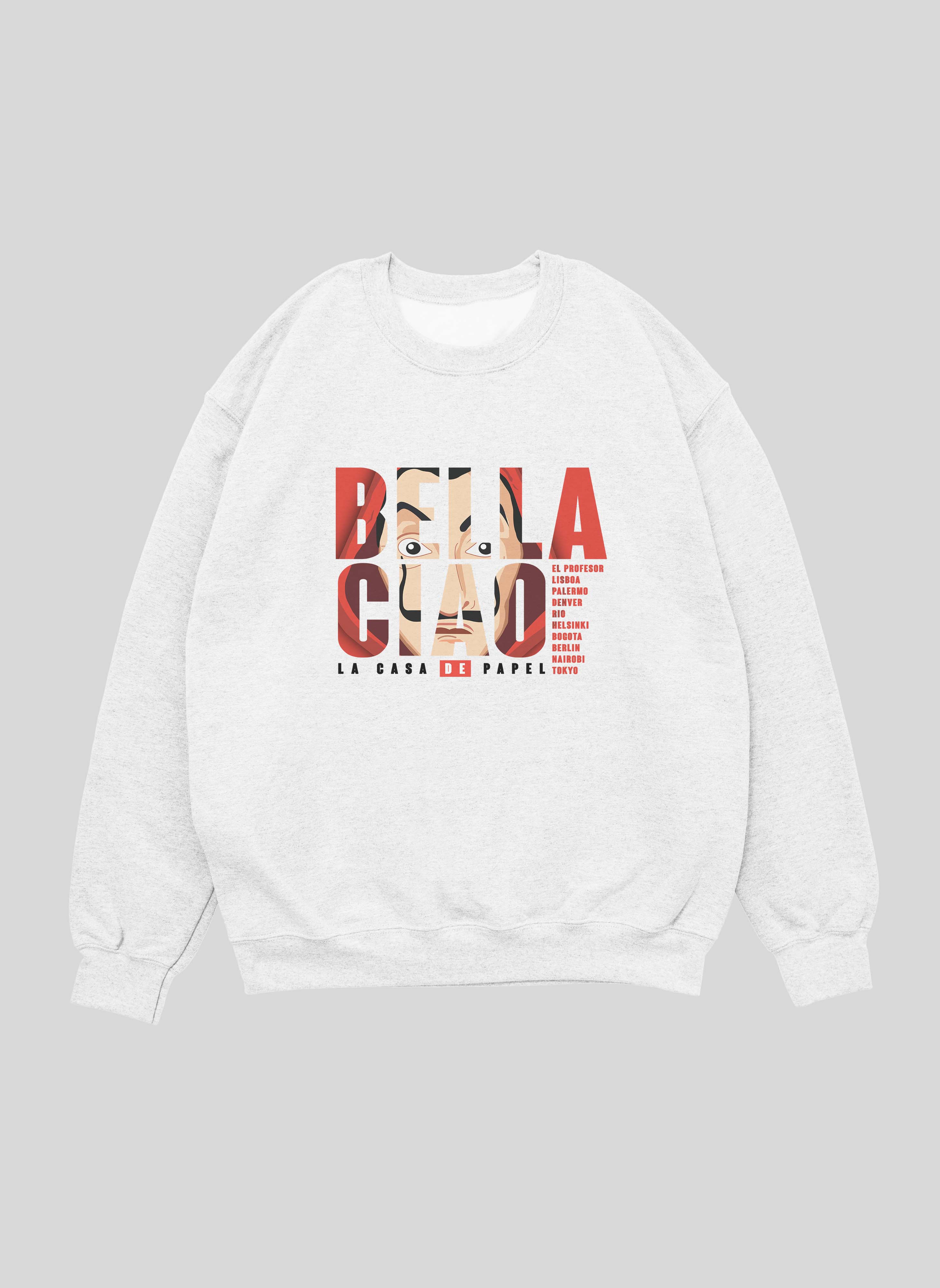 Money Heist Bella Ciao White Unisex Sweatshirt | Sale