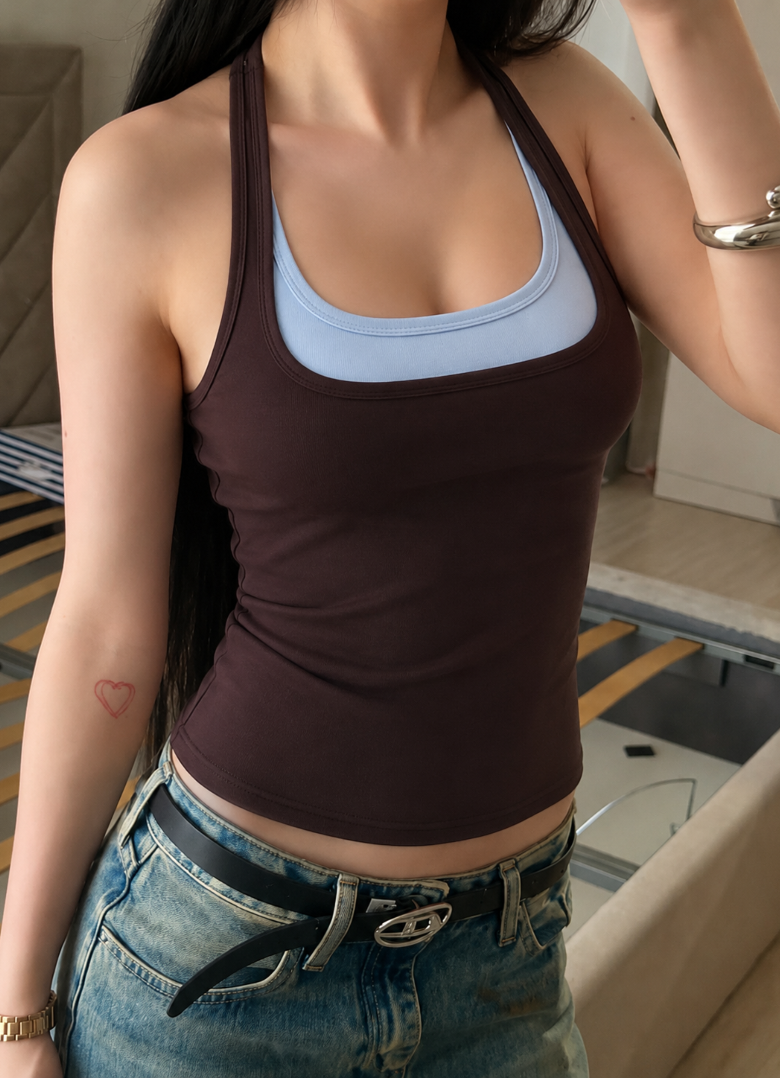 Women's Double Layer Halter Neck Top