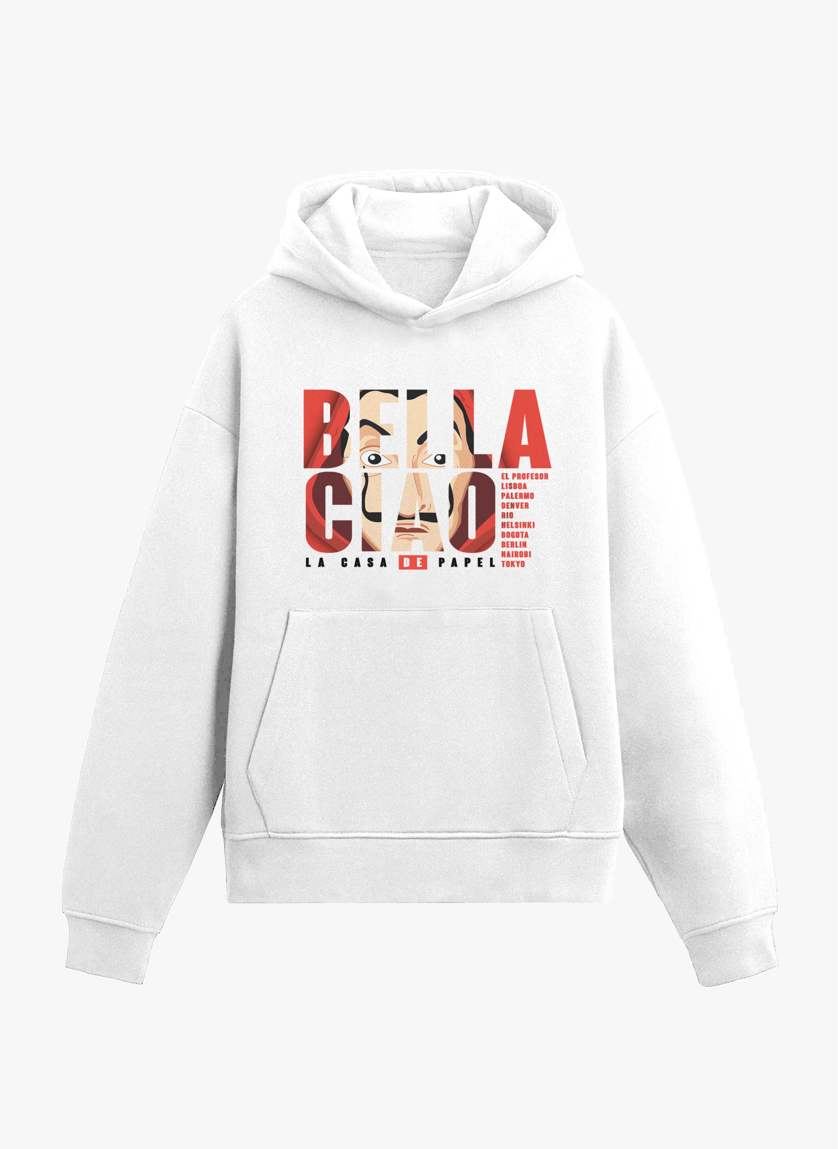 Money Heist Bella Ciao White Unisex Hoodie | Sale