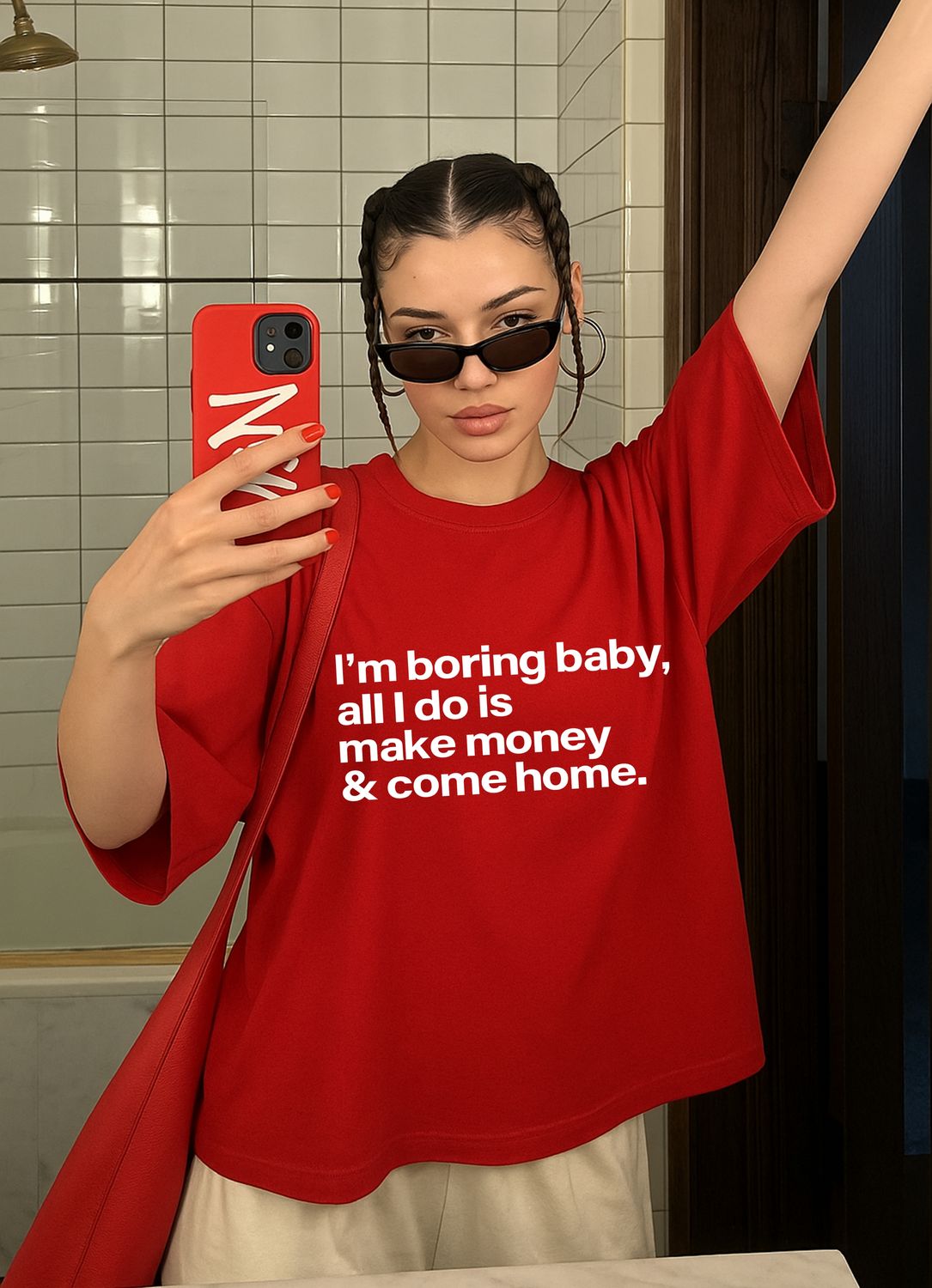 I'm Bored Baby Red Oversized Tshirt